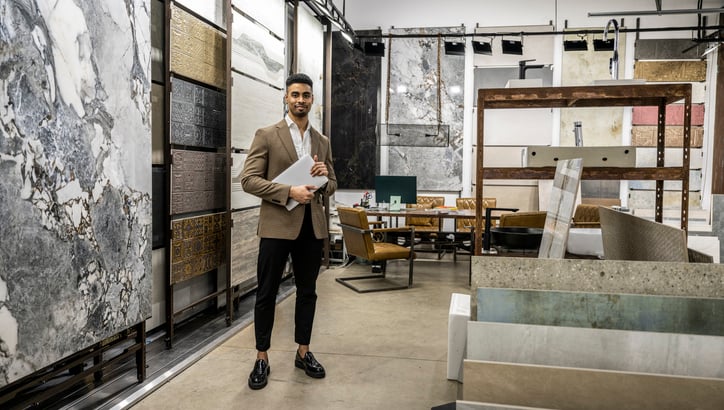 Flooring retail specialist in a shop